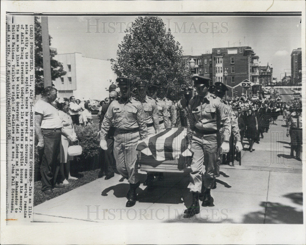 1965 Press Photo IL State Capitol Adlai Stevenson&#39;s Remains Lay Today Springfld - Historic Images