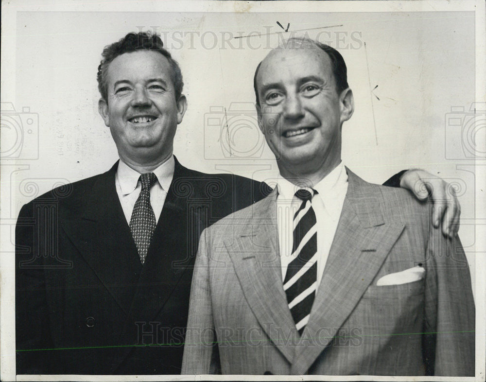 1952 Press Photo Sen Sparkman AL  left Gov Adlai Stevenson Democrat Pres Nominee - Historic Images