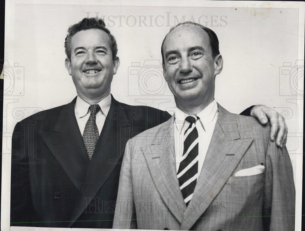 1952 Press Photo Gov Adlai Stevenson With Sen Sparkman Of AL In Chicago - Historic Images