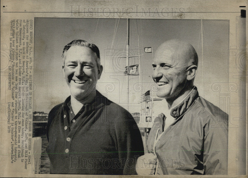 1970 Press Photo American Cup Yacht skippers Bob McCullough and Bill Ficker - Historic Images