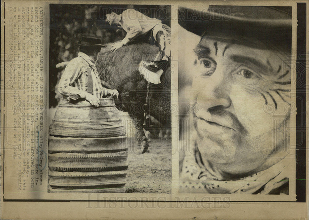 1972 Press Photo Clown Wiley McCrary - Historic Images