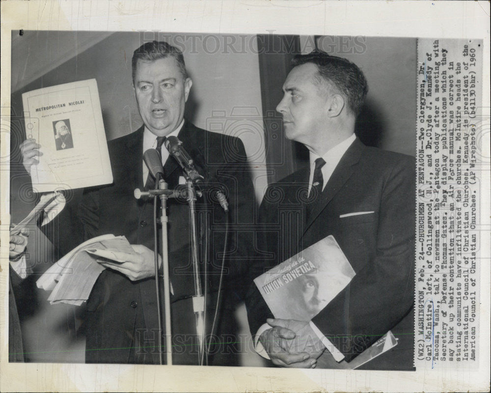 1960 Press Photo Dr Carl McIntire &amp; Dr Clyde Kennedy - Historic Images