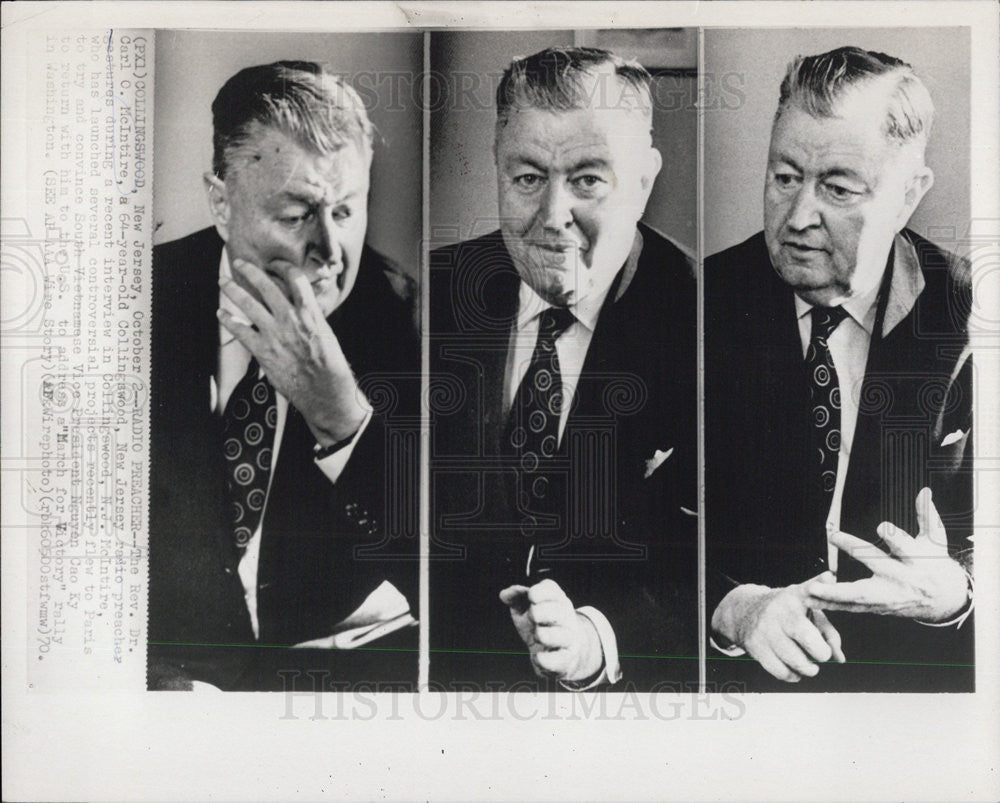 1970 Press Photo Rev. Carl McIntire - Historic Images