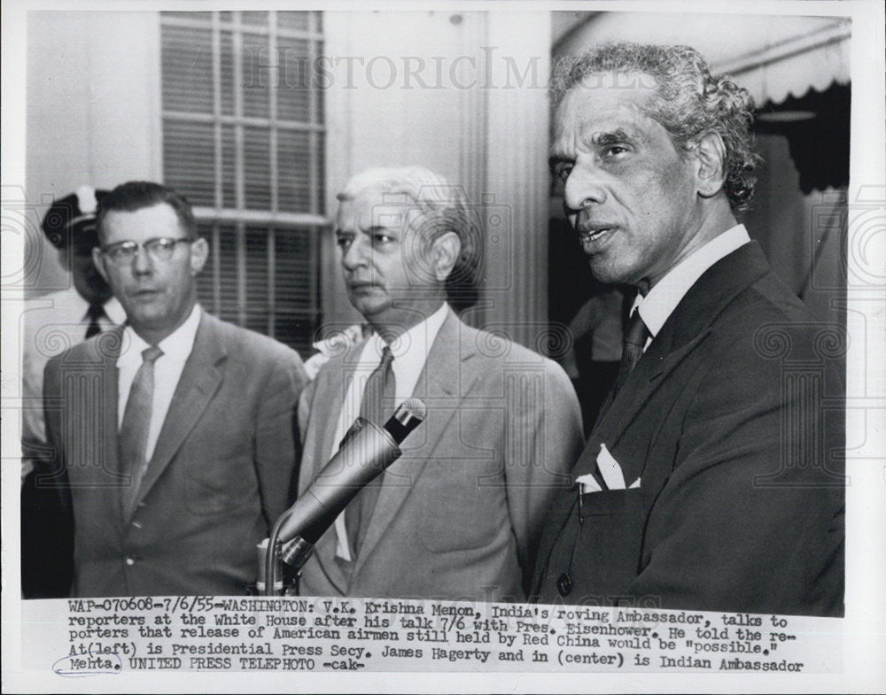 1955 Press Photo Indian Ambassador Menon - Historic Images