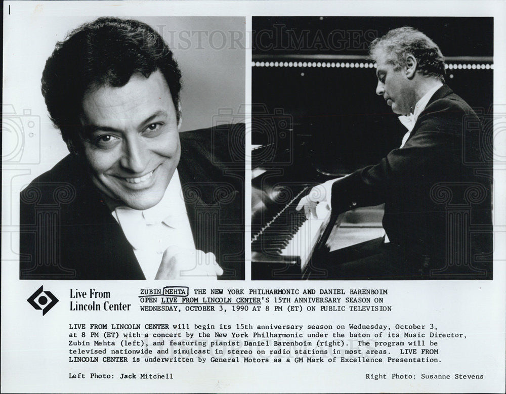 1990 Press Photo Zubin Mehta New York Philharmonic Daniel Barenboim - Historic Images