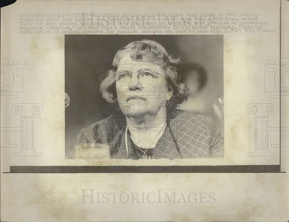 1969 Press Photo Margaret Mead Anthropology - Historic Images