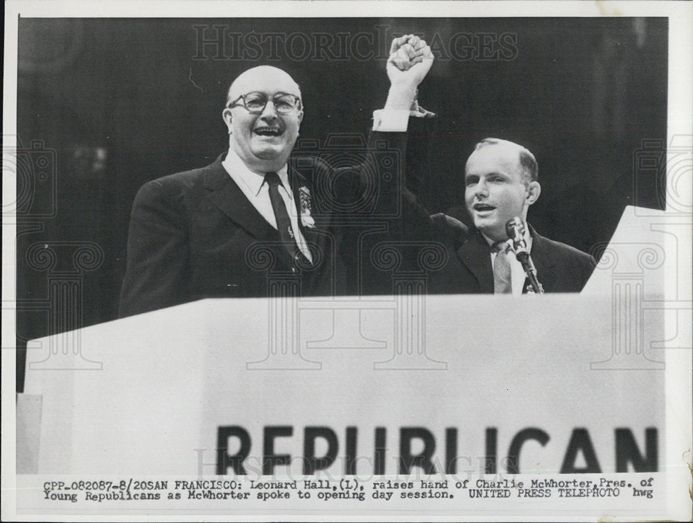 Press Photo Leonard Hall &amp; Charlie McWhorter Pres of Young Republicans - Historic Images