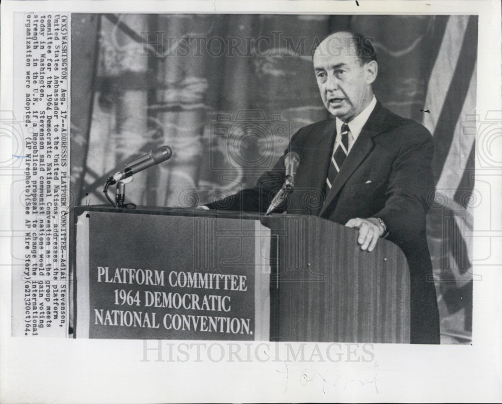 1964 Press Photo Adlai Stevenson addresses Platform Comittee - Historic Images