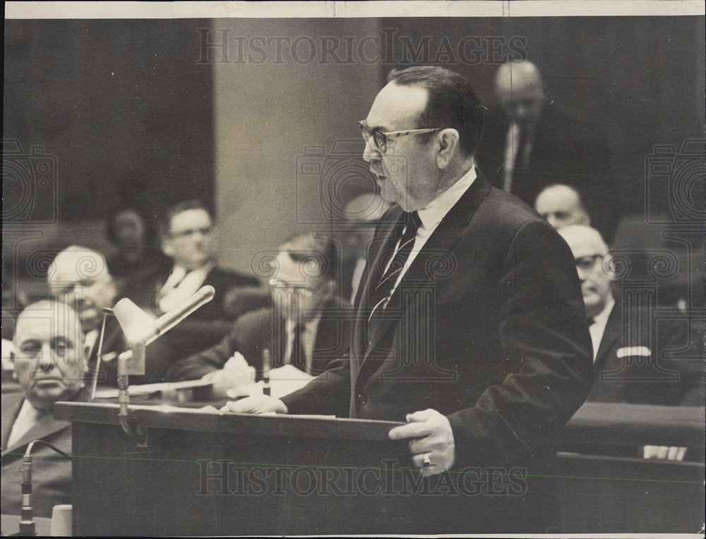 1966 Press Photo Major Daley Joseph Meek President Illinois Retail Merchants - Historic Images
