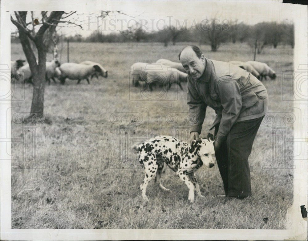 1956 Press Photo Stevenson With Dalmatian - Historic Images