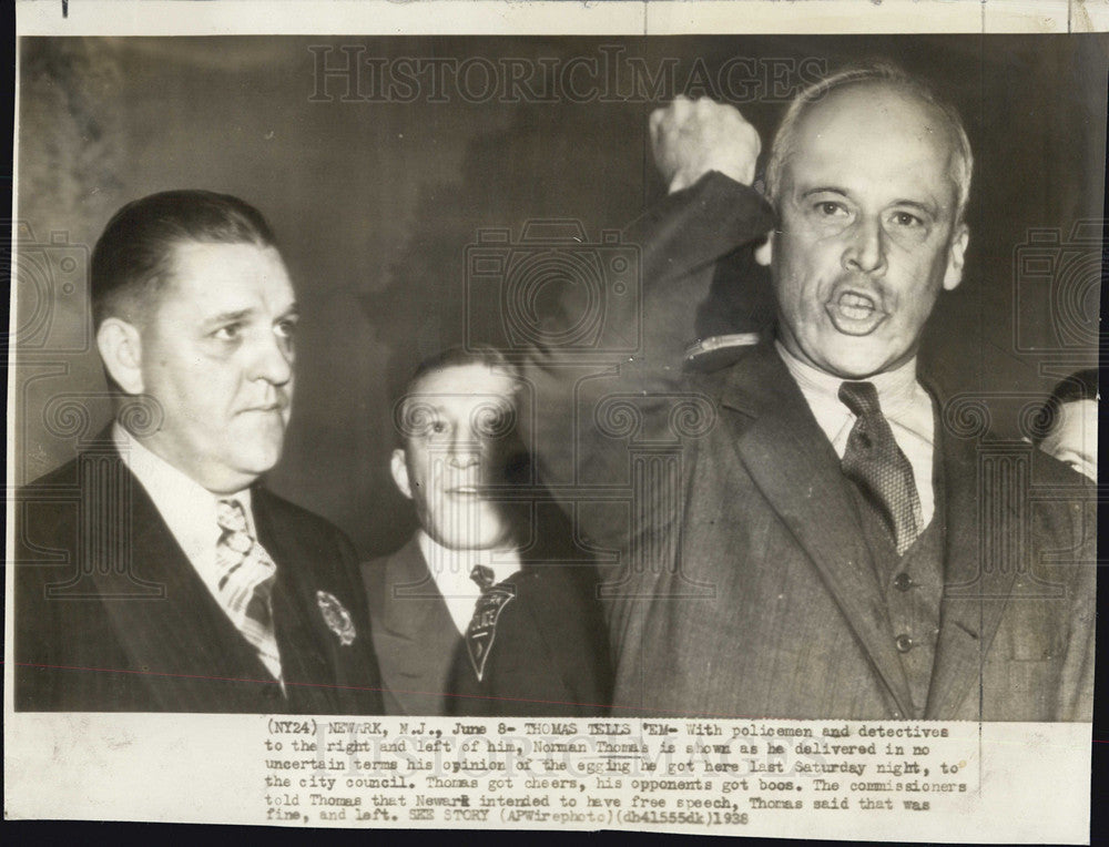 1938 Press Photo Thomas Reacts to Egging - Historic Images