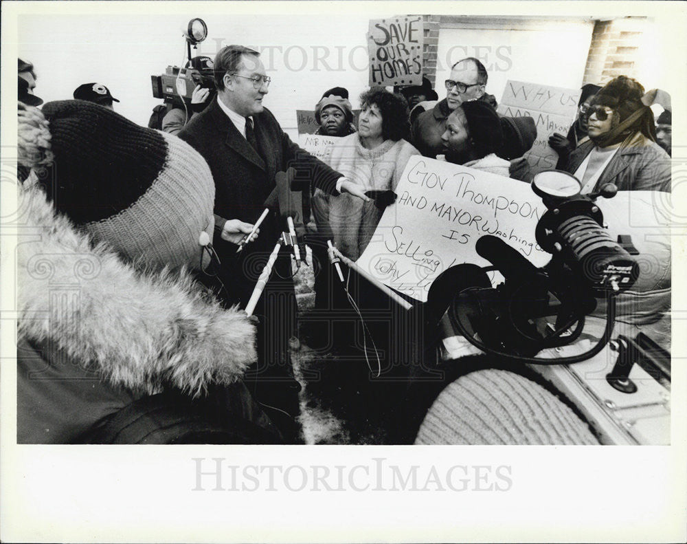 1987 Press Photo Gov. James Thompson, Mayor Washington with Sox Owners - Historic Images