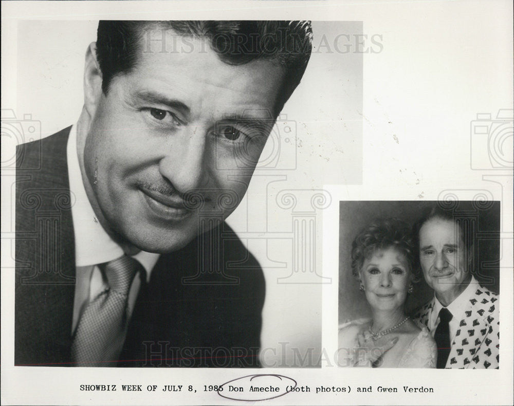 1985 Press Photo Actor Don Ameche with Actress Gwen Verdon. - Historic Images