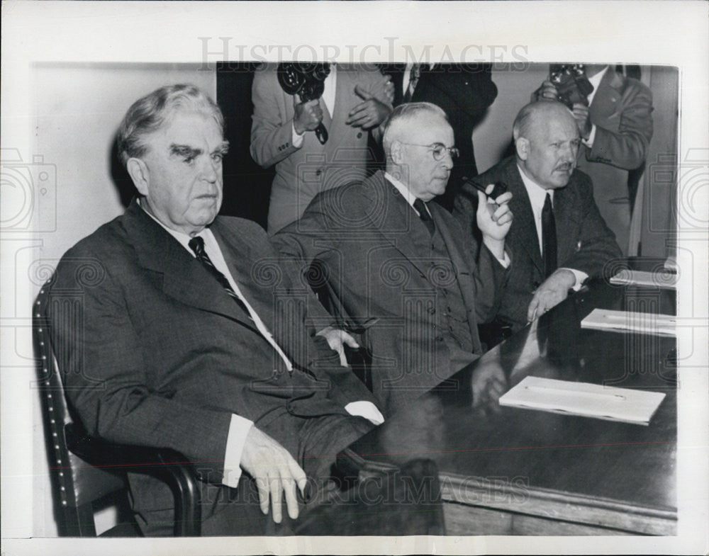 1949 Press Photo United Mining&#39;s John L. Lewis, Thomas Kennedy and John Owen - Historic Images