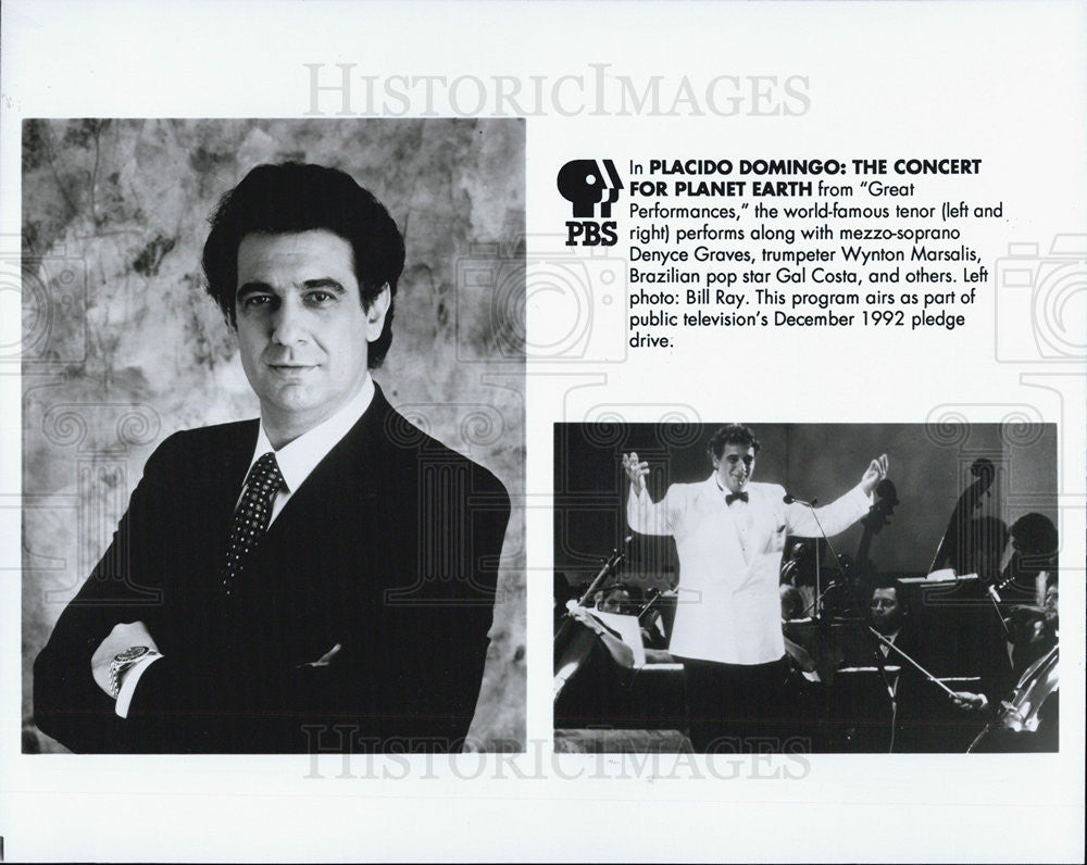 1992 Press Photo Placido Domingo &quot;The Concert for Planet Earth&quot; - Historic Images