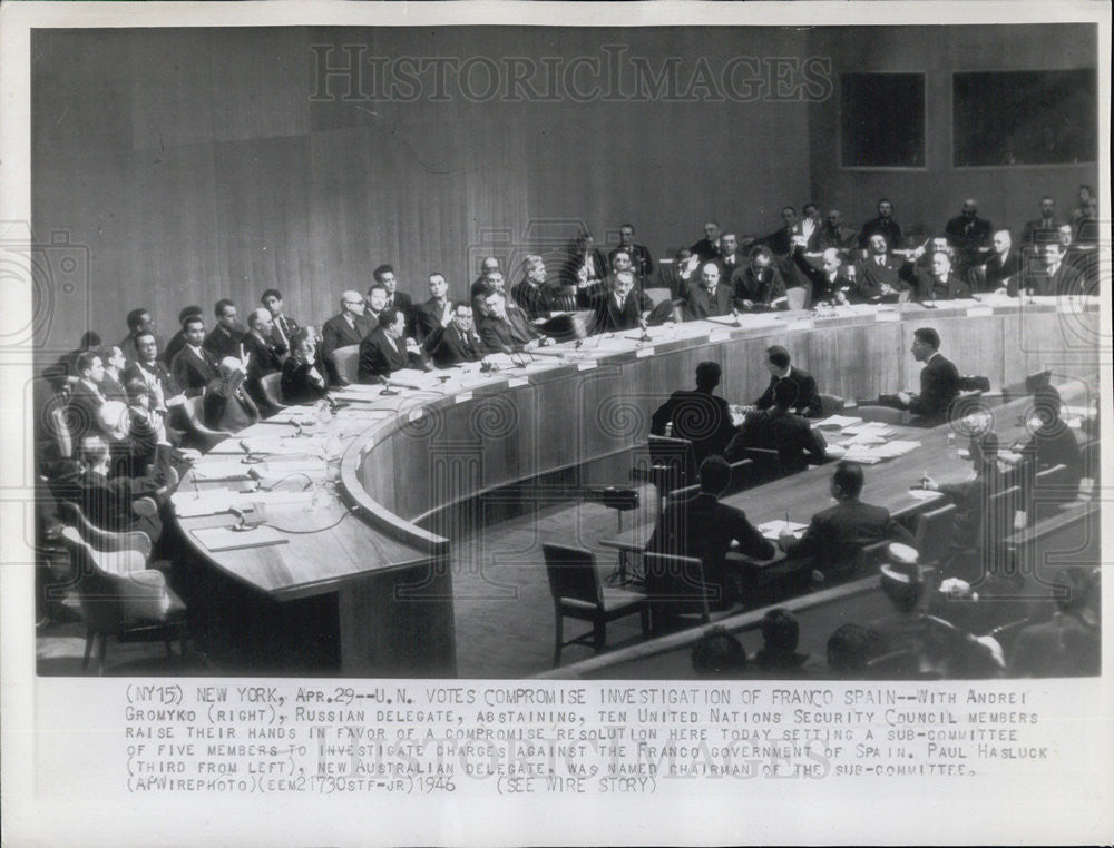 1946 Press Photo Andrei Gromyko Russian delegate United Nations Security Council - Historic Images