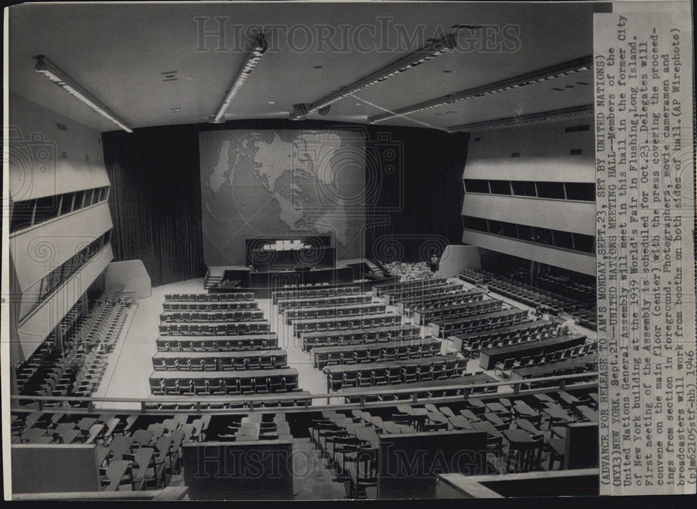 1946 Press Photo United Nations hall former City New York building World&#39;s Fair - Historic Images