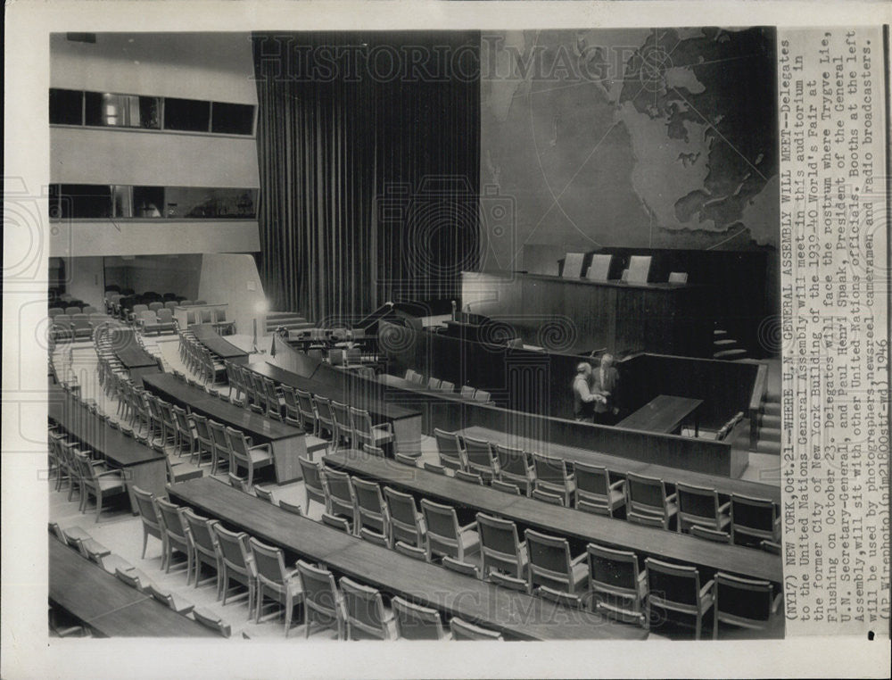 1946 Press Photo United Nations auditorium New York City building World&#39;s Fair - Historic Images