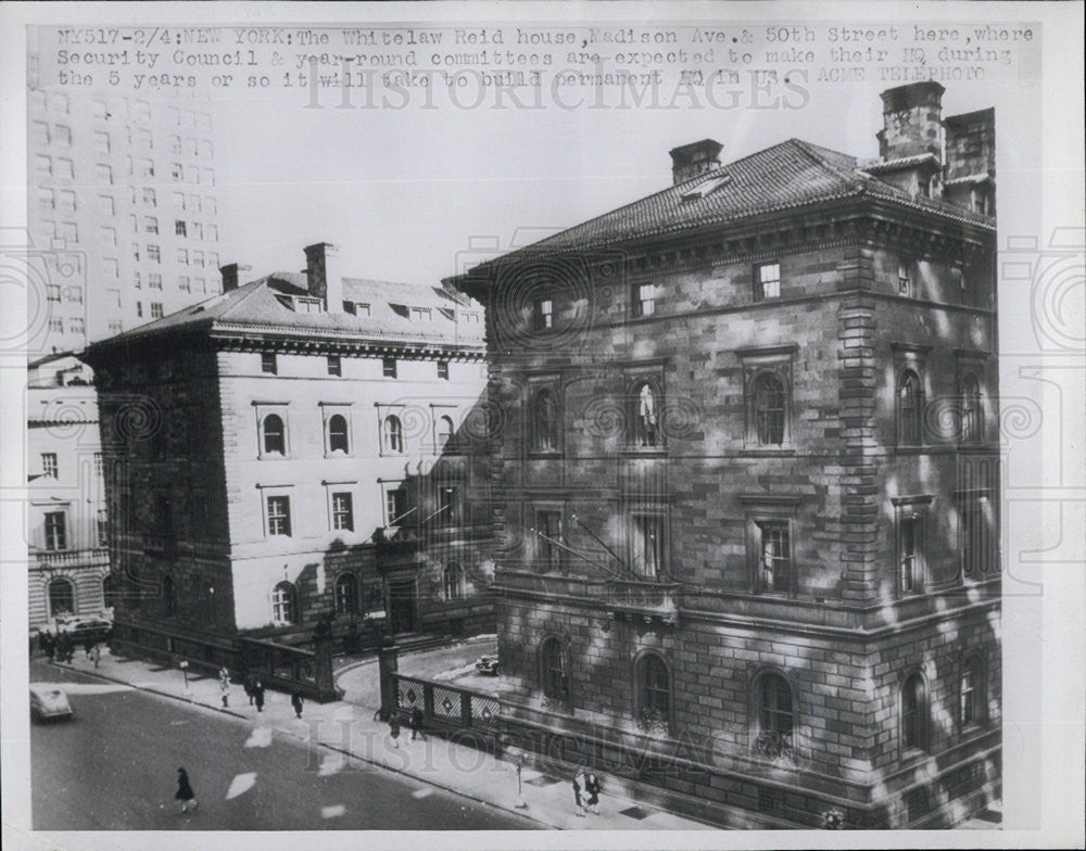 Press Photo Whitelaw Reid House Security Council headquarters New York - Historic Images