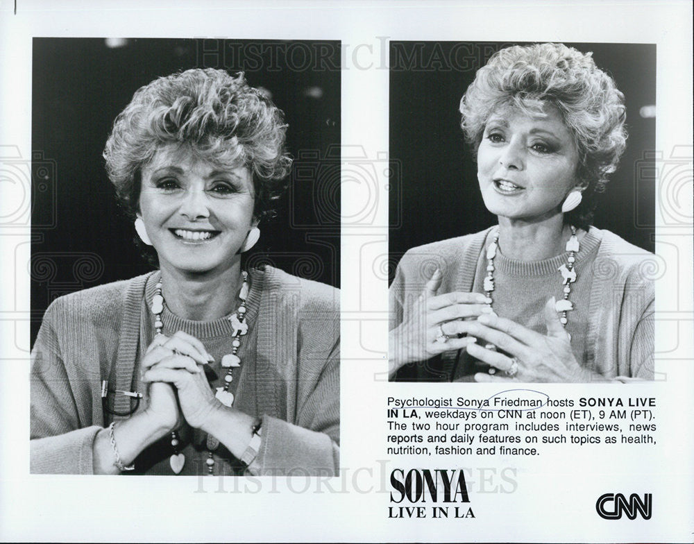 1987 Press Photo Psychologist Sonya Friedman pm CNN - Historic Images