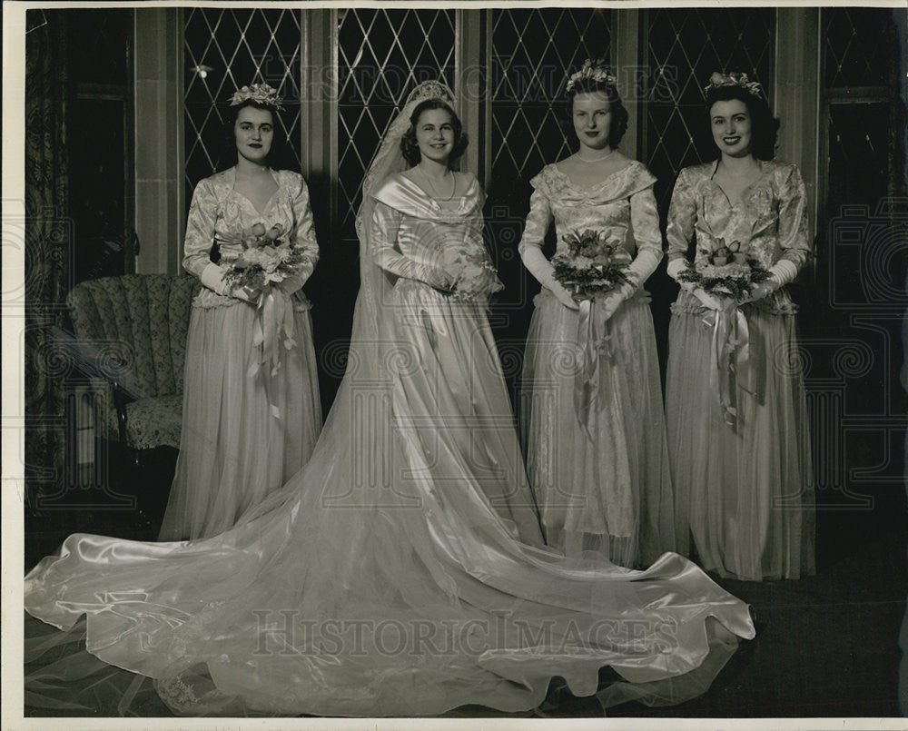 1945 Press Photo Wedding Kathryn Brogeau - Historic Images