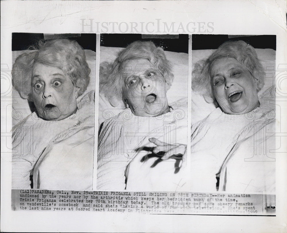 1949 Press Photo Trixie Friganza celebrates 78th birthday Vaudeville Actress - Historic Images