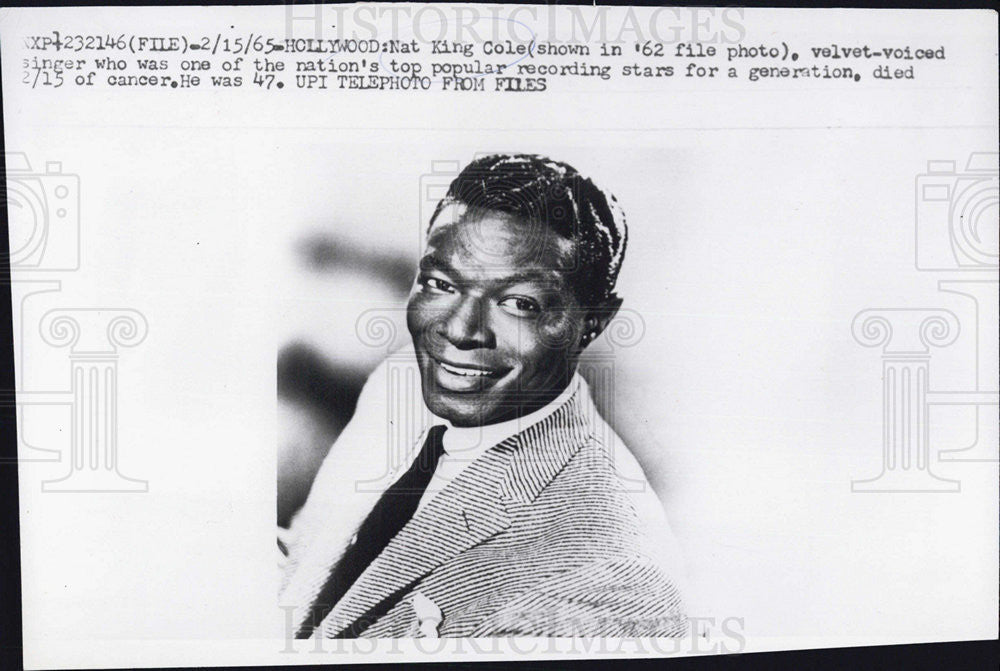 1965 Press Photo Nat King Cole Singer Entertainer - Historic Images