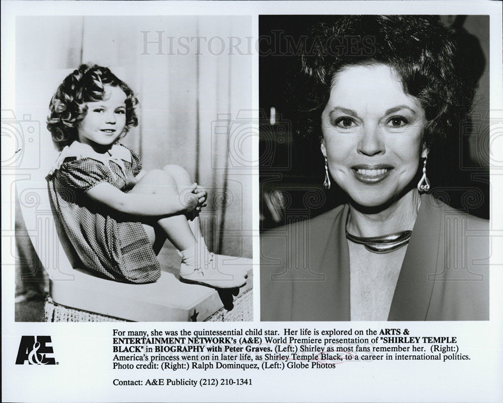 1992 Press Photo Shirley Temple Black A&amp;E Presentation - Historic Images