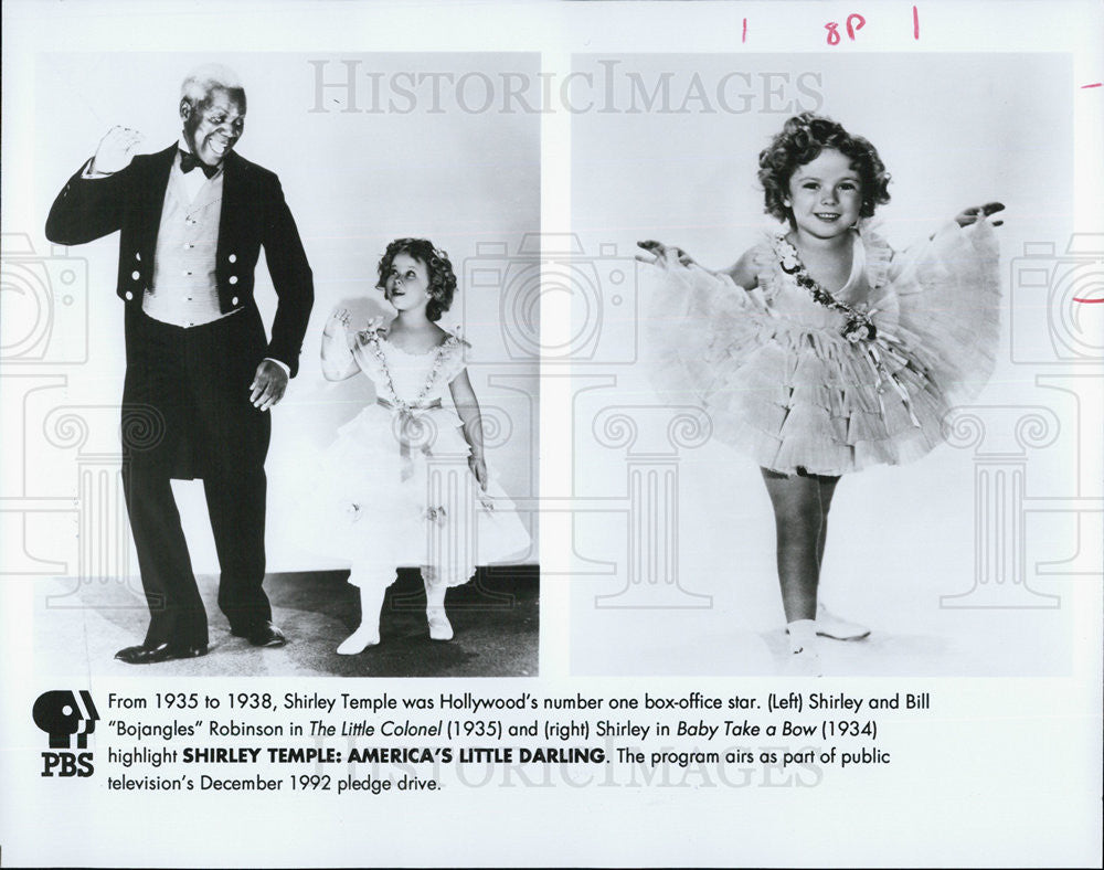 1992 Press Photo PBS poster featuring old Shirley Temple - Historic Images