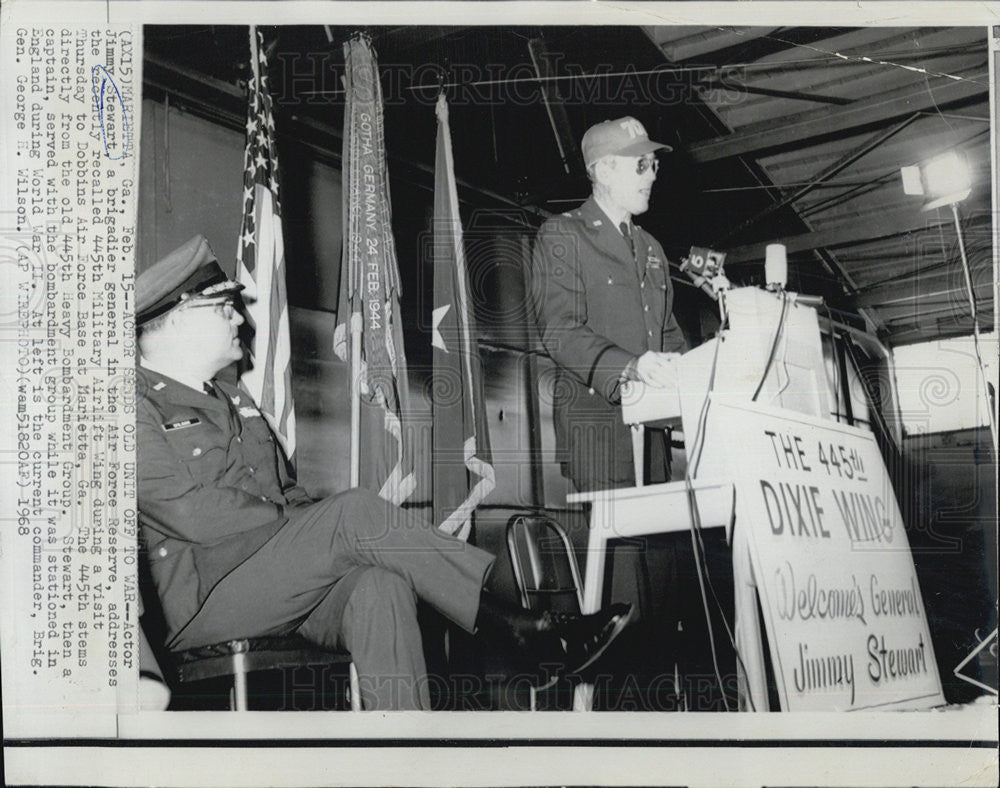 1968 Press Photo James Stewart Brigadier General Visit to Marietta Georgia - Historic Images