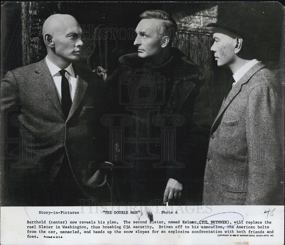 1968 Press Photo Russian Actor Yul Brynner stars in &quot;The Double Man&quot;. - Historic Images