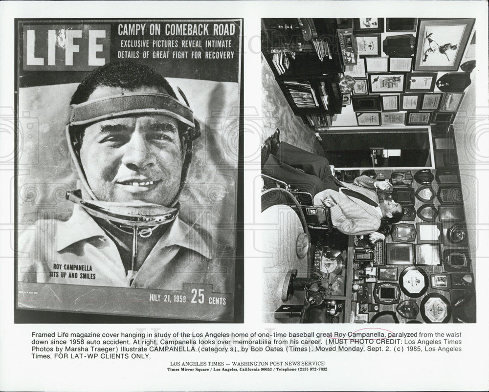 1985 Press Photo Life magazine featuring Roy Campanella - Historic Images