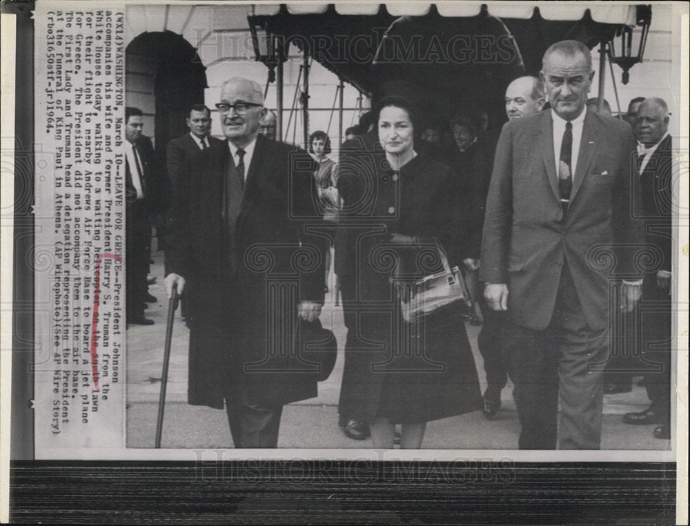 1964 Press Photo President Johnson and Former President Harry S. Truman - Historic Images