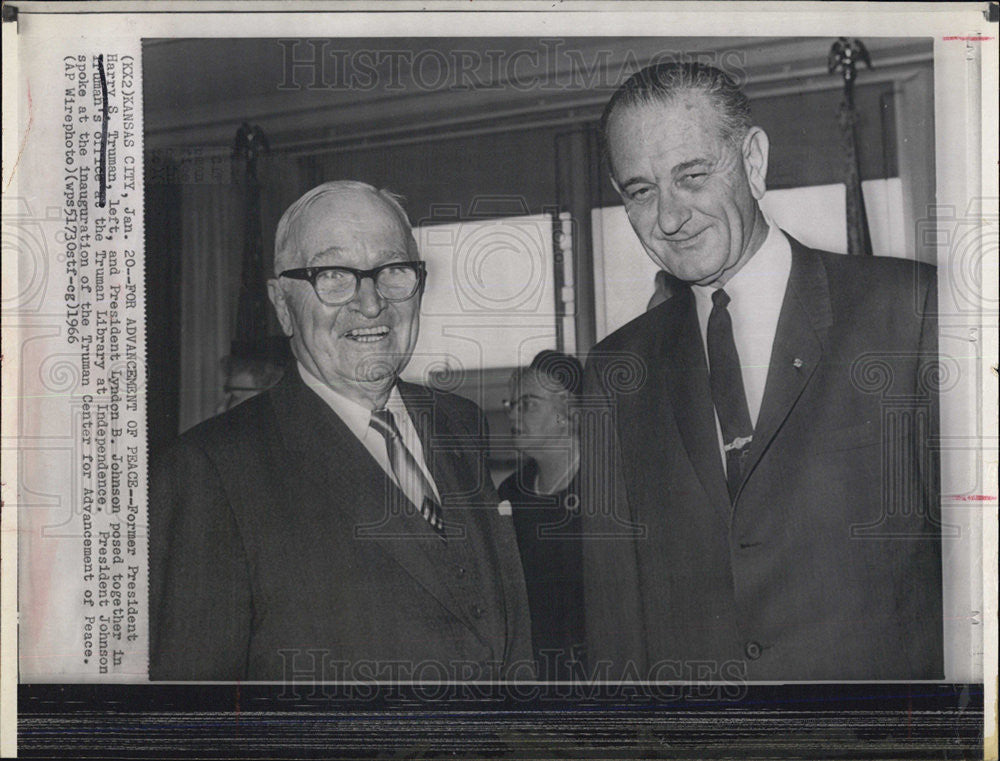 1966 Press Photo Harry S.Truman and Lyndon B. Johnson - Historic Images