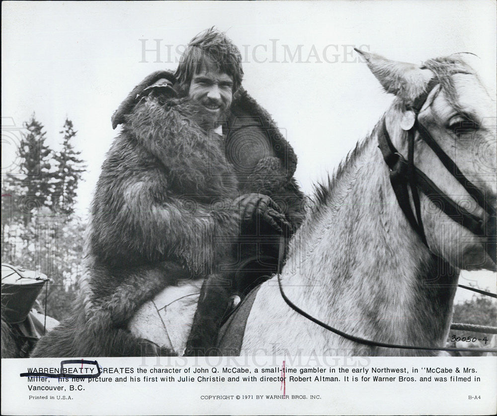 1972 Press Photo Film McCabe &amp; Mrs Miller Warren Beatty - Historic Images