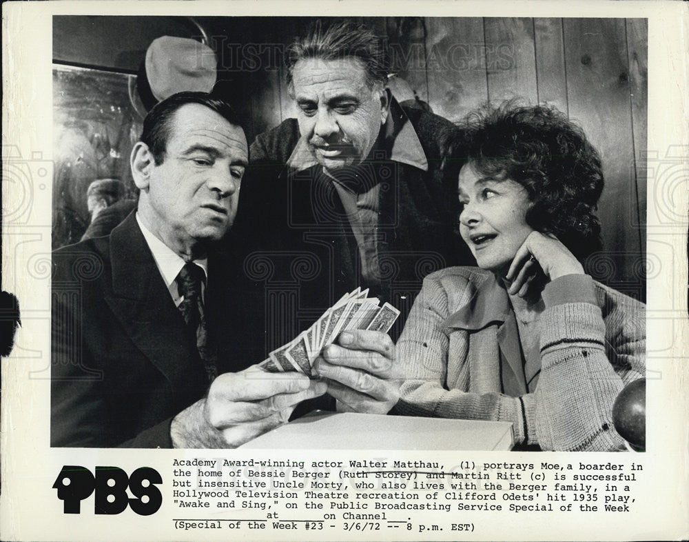 1972 Press Photo Walter Matthau, Bessie Berger &amp; Martin Ritt in &quot;Awake and Sing&quot; - Historic Images