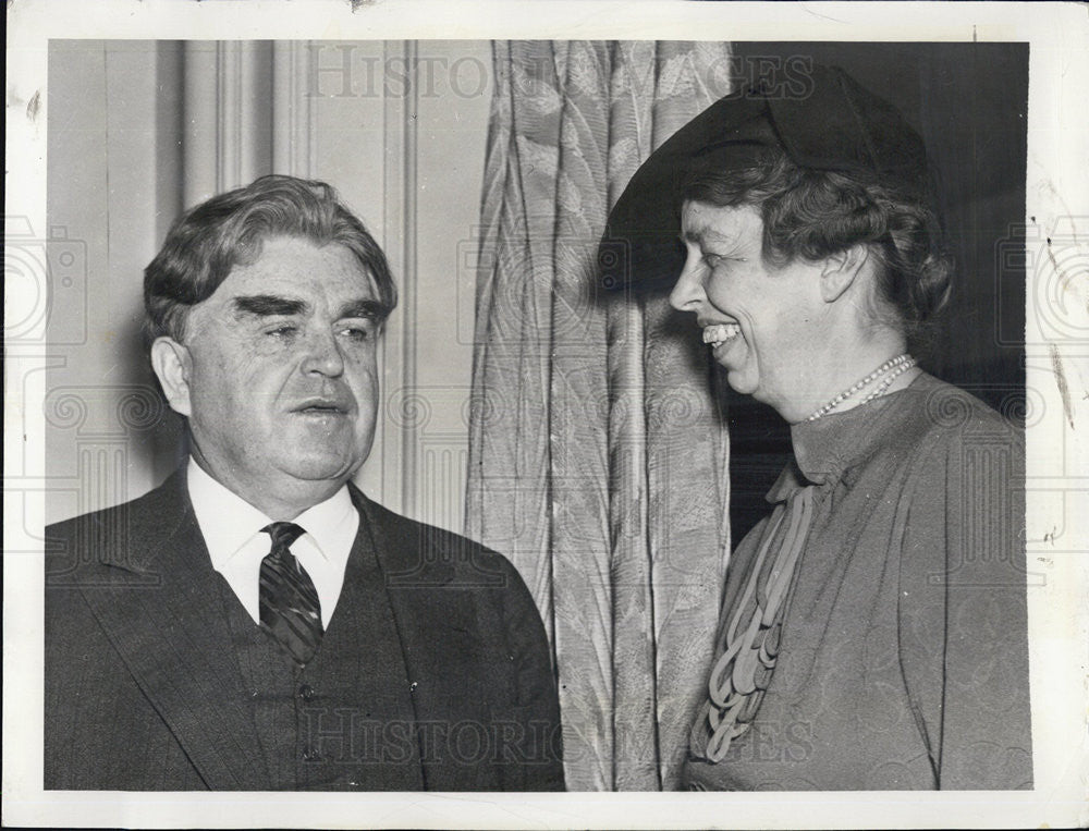 1938 Press Photo Mrs. Franklin D. Roosevelt &amp; John L. Lewis After Meeting - Historic Images