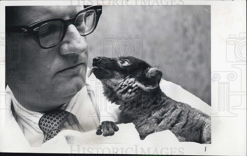 1966 Press Photo Dr. Buettner Jeremiah And Lemur - Historic Images