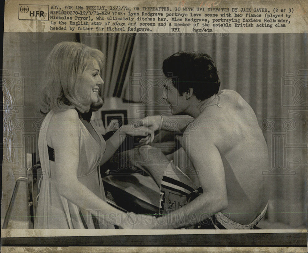 1974 Press Photo Lynn Redgrave and Nicholas Pryor star in &quot;The Happy Hooker&quot; - Historic Images