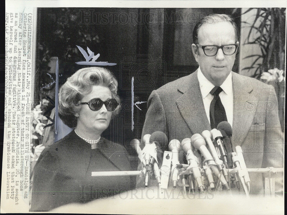 1974 Press Photo Randolph Hearst and Catherine Hearst - Historic Images