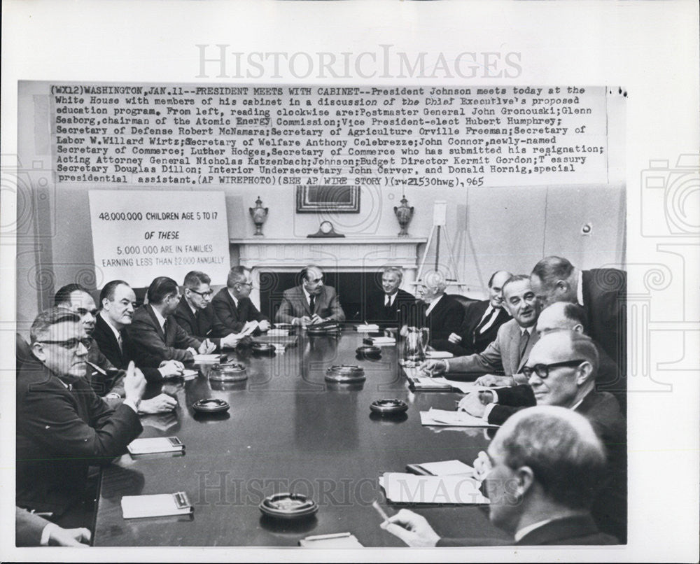 1965 Press Photo President Johnson meets with cabinet - Historic Images