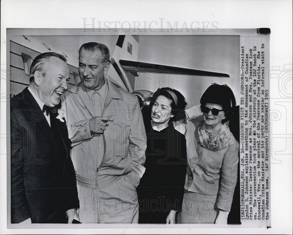 1965 Press Photo President Johnson &amp; Canadian Prime Minister Lester Pearson - Historic Images