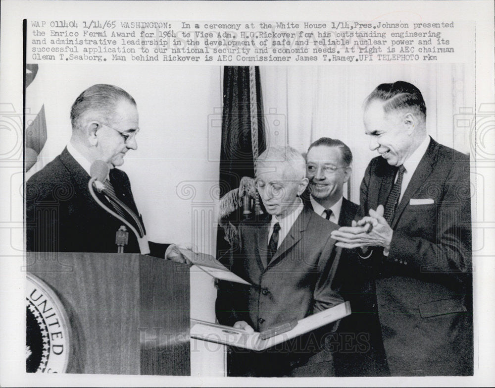 1965 Press Photo President Johnson and Vice Adm. H.G.Rickover - Historic Images