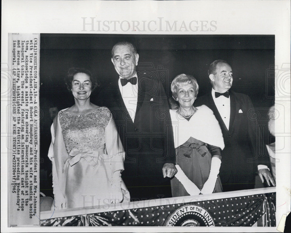 1965 Press Photo President and Mrs Johnson and VP Hubert Humphrey and his wife - Historic Images