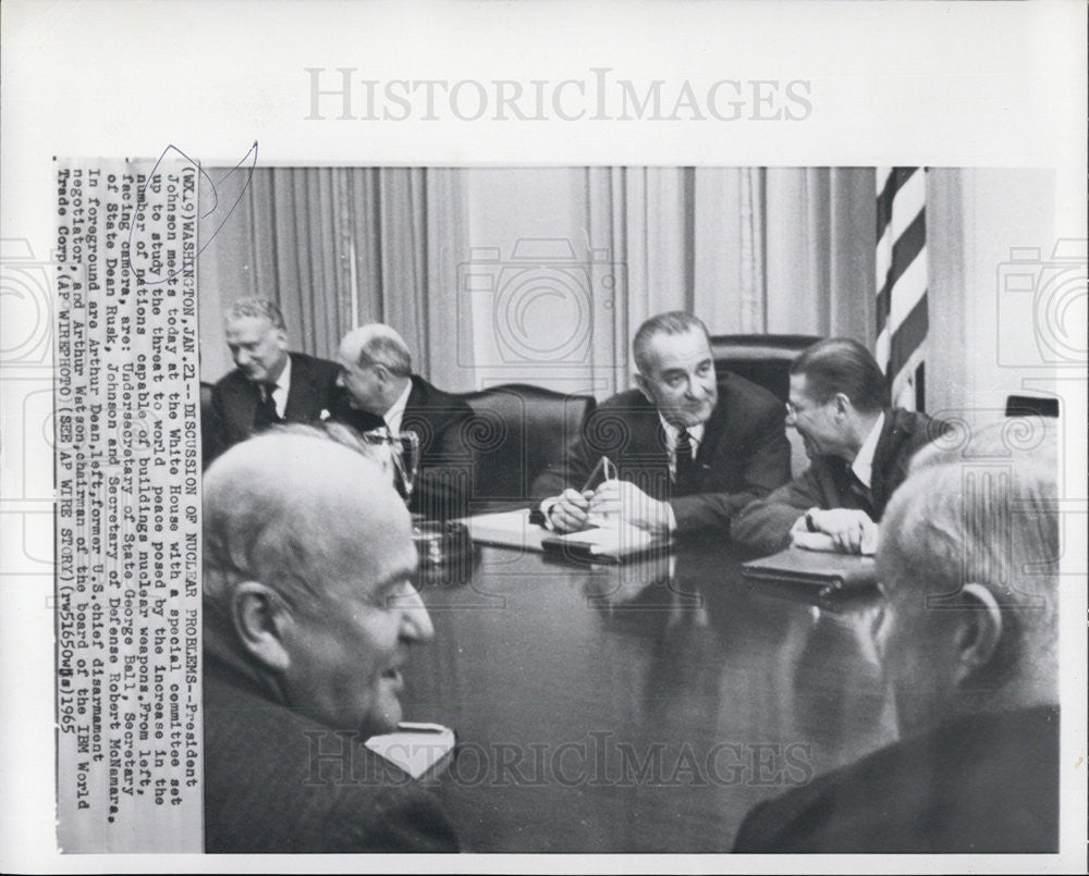 1965 Press Photo President Johnson, Undersecretary of State George Ball - Historic Images