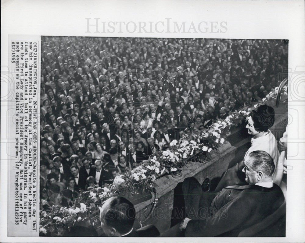 1965 Press Photo President and Mrs. Johnson and Vice President Humphry - Historic Images