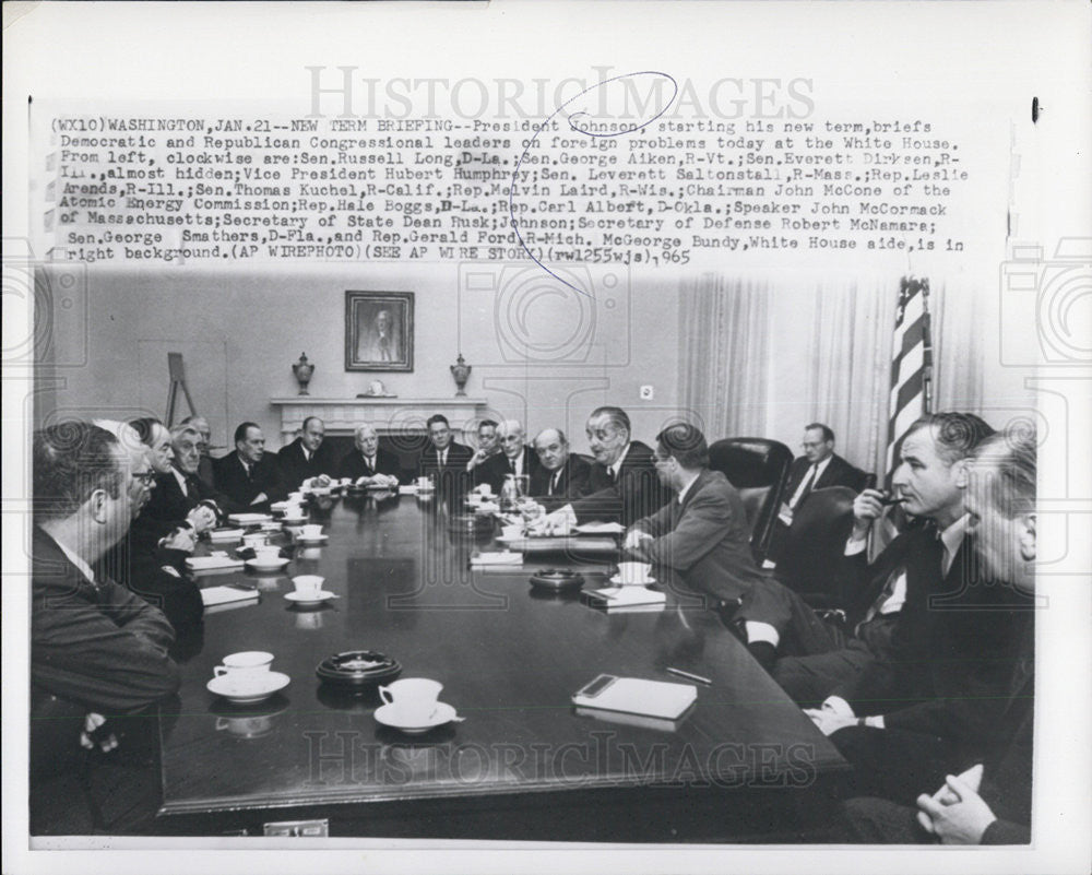 1965 Press Photo President Johnson briefs congressional leaders - Historic Images