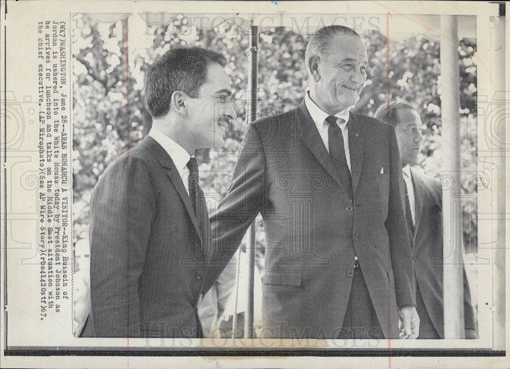 1967 Press Photo King Hussein visits President Johnson - Historic Images