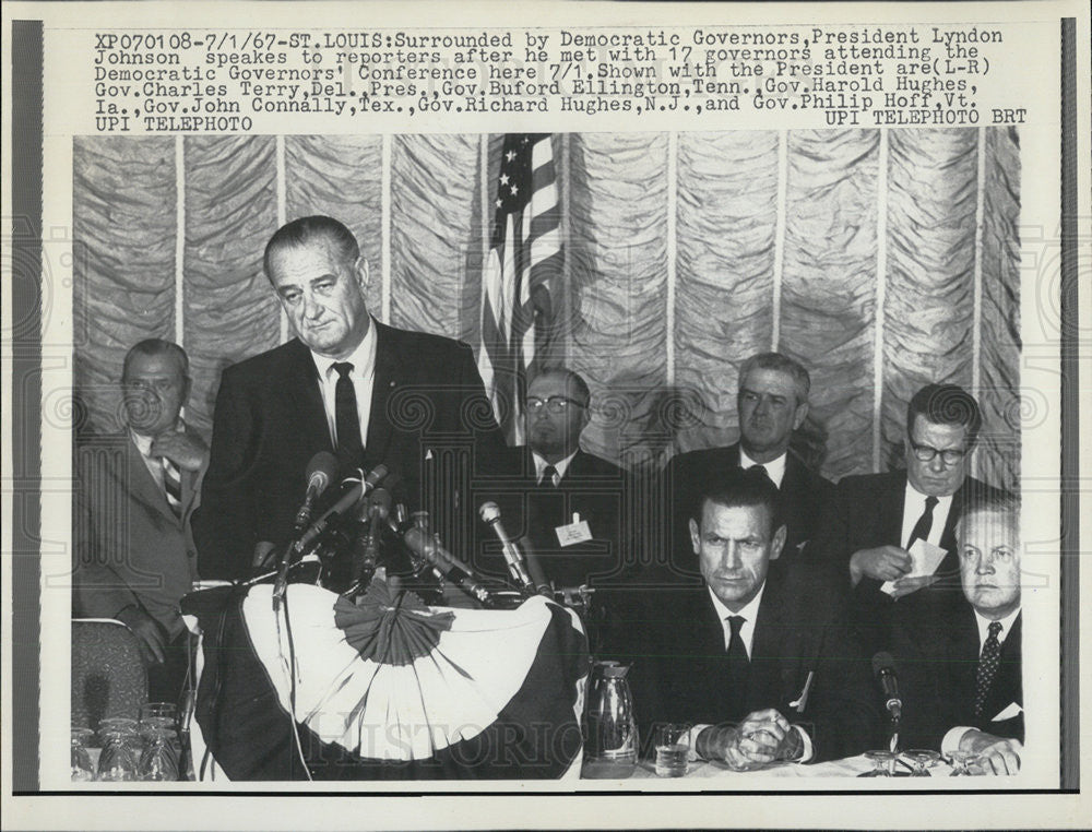 1967 Press Photo Pres Johnson speaking at the Democratic Governor&#39;s Conference - Historic Images