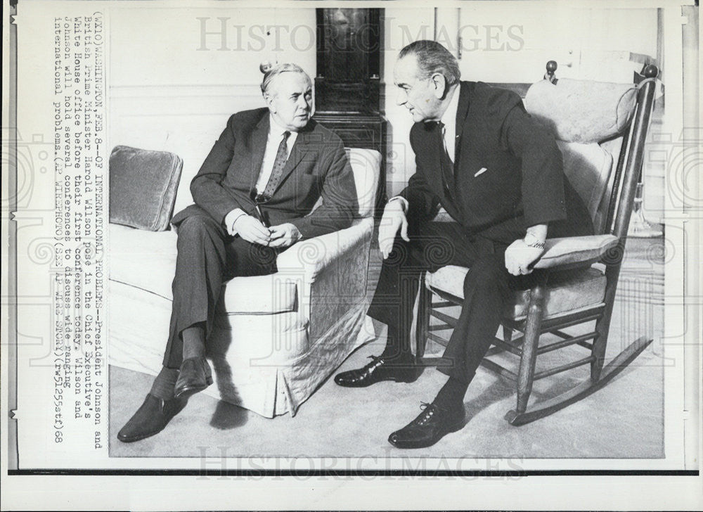 1968 Press Photo President Johnson with British Prime Minister Harold Wilson - Historic Images